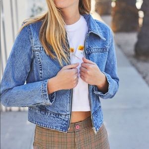 Brandy Melville/J. Half Zip Denim Jean Jacket